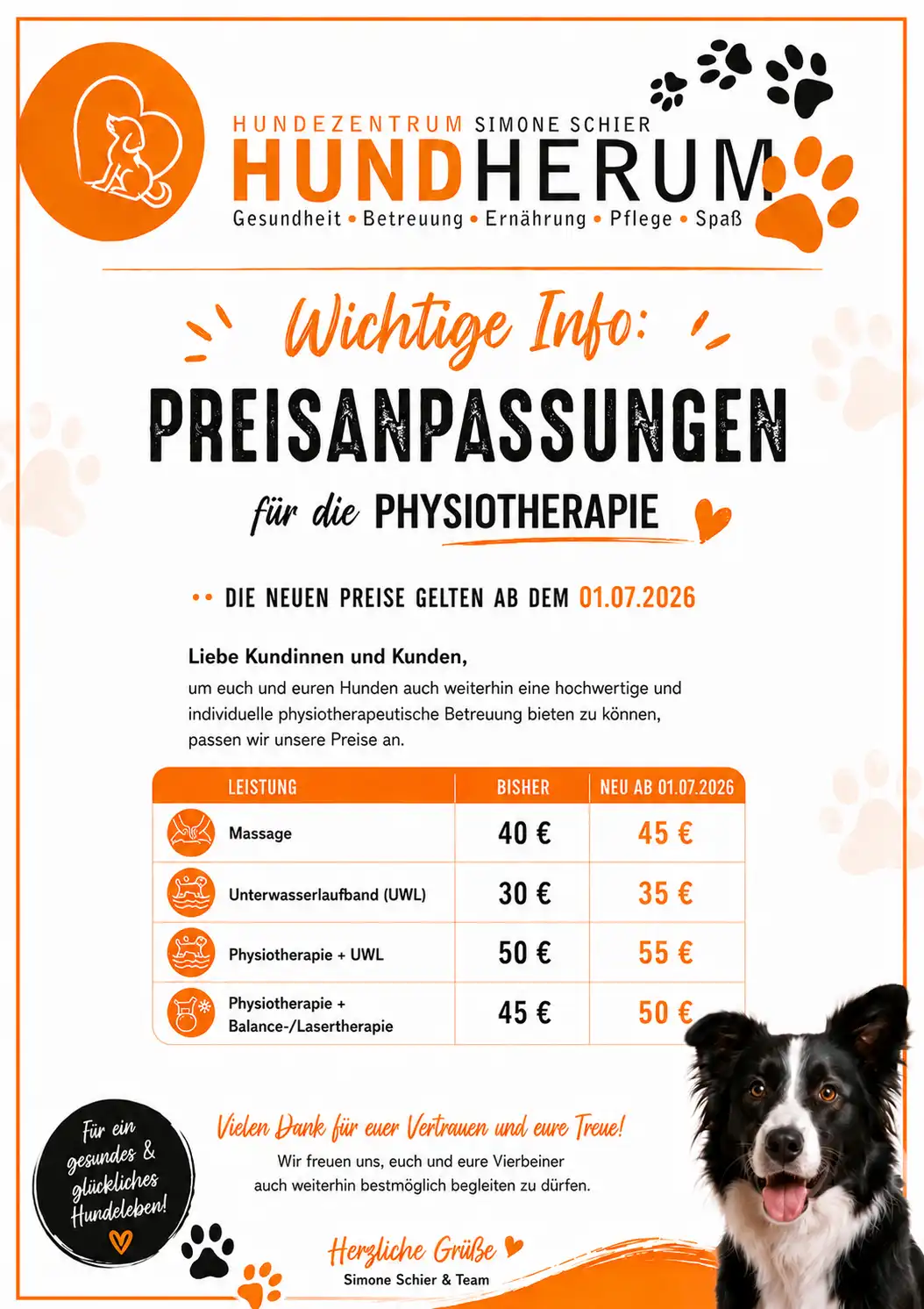 Preisanpassung Physio Juni 2026